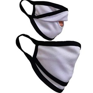 White Cloth Face Mask with Slit/ Flap for Drinking with Straw